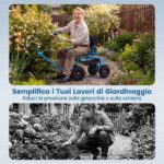 Costway Sedile da giardino con cuscino imbottito schienale avvolgente e vassoio porta attrezzi, Sgabello per giardinaggio girevole a 360° Blu - immagine 10