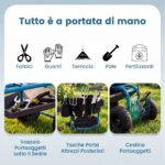 Costway Sedile da giardino con cuscino imbottito schienale avvolgente e vassoio porta attrezzi, Sgabello per giardinaggio girevole a 360° Blu - immagine 9