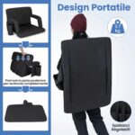 Costway Sedile da stadio pieghevole regolabile 6 posizioni braccioli, Sedia portatile tasche e portabicchieri per sport e barca - immagine 7