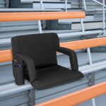 Costway Sedile da stadio pieghevole regolabile 6 posizioni braccioli, Sedia portatile tasche e portabicchieri per sport e barca - immagine 3