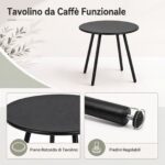 Costway Set 3 pezzi da bistrò con tavolino rotondo e 2 sedie struttura in metallo, Set di mobili da esterno con cuscini morbidi piedini regolabili - immagine 10