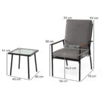 Costway Set 3 pz giardino tavolo vetro temperato effetto acqua, Sedie braccioli cuscini morbidi bistro balcone cortile terrazza - immagine 7