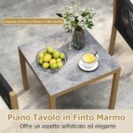 Costway Set bistro da esterno 3 pezzi con corde intrecciate e cuscini, Tavolo e sedie per patio balcone terrazza e giardino Beige - immagine 7