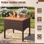 Costway Set bistro patio 3 pezzi con piano in legno di acacia e braccioli, Set di sedie da esterno con cuscini per giardino veranda Beige - immagine 7