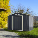 Costway Set capanno degli attrezzi di metallo con 2 kit di estensione abbinato, Casetta da giardino con ante scorrevoli e sfiati - immagine 2