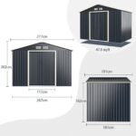 Costway Set capanno degli attrezzi di metallo con 2 kit di estensione abbinato, Casetta da giardino con ante scorrevoli e sfiati - immagine 5