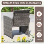 Costway Set conversazione patio 4 pezzi in vimini con cuscini e vetro temperato, Mobili da esterno per giardino veranda balcone Bianco - immagine 7