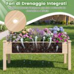 Costway Set da 2 letti da giardino rialzati con gambe per verdure fiori erbe, Kit da giardinaggio da esterno e interno per balcone Naturale - immagine 8