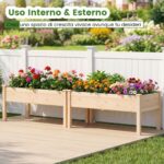 Costway Set da 2 letti da giardino rialzati con gambe per verdure fiori erbe, Kit da giardinaggio da esterno e interno per balcone Naturale - immagine 6