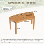 Costway Set da 2 panchine curve in legno di acacia, Panchina senza schienale per patio giardino e terrazza e cortile Naturale - immagine 4