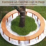 Costway Set da 2 panchine curve in legno di acacia, Panchina senza schienale per patio giardino e terrazza e cortile Naturale - immagine 5