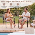 Costway Set da 2 sedie da giardino con schienale e braccioli poltrone ergonomiche, Sedie da terrazza in tessuto con ampia seduta - immagine 10