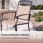 Costway Set da 2 sedie da giardino con schienale e braccioli poltrone ergonomiche, Sedie da terrazza in tessuto con ampia seduta - immagine 8