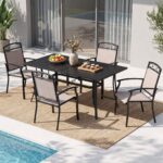 Costway Set da 2 sedie da giardino con schienale e braccioli poltrone ergonomiche, Sedie da terrazza in tessuto con ampia seduta - immagine 2