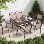 Costway Set da 2 sedie da giardino con schienale e braccioli poltrone ergonomiche, Sedie da terrazza in tessuto con ampia seduta - immagine 3