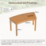Costway Set da 4 panchine curve in legno di acacia, Panchina senza schienale per patio giardino e terrazza e cortile Naturale - immagine 5