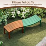 Costway Set da 4 panchine curve in legno di acacia, Panchina senza schienale per patio giardino e terrazza e cortile Naturale - immagine 7