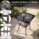 Costway Set da bistrò da esterno 3 pezzi 2 sedie in rattan con cuscini, Set da conversazione per giardino veranda e bordo piscina Beige - immagine 8