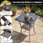 Costway Set da bistrò esterno 3 pezzi con 2 sedie in rattan e tavolo vetro temperato, Arredamento patio per giardino veranda e bordo piscina Beige - immagine 8
