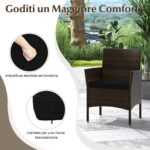 Costway Set da conversazione in rattan per patio 4 pezzi con cuscini morbidi, Mobili da esterno modulari per giardino e veranda Nero - immagine 8