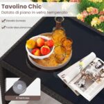Costway Set da salotto per patio in rattan 4 pezzi con divanetto e poltrone, Mobili da esterno con tavolino vetro temperato per giardino e piscina Grigio - immagine 9