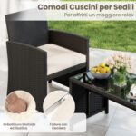 Costway Set da salotto per patio in rattan 4 pezzi con divanetto e poltrone, Mobili da esterno con tavolino vetro temperato per giardino e piscina Beige - immagine 7