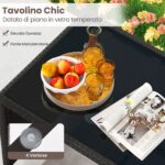 Costway Set da salotto per patio in rattan 4 pezzi con divanetto e poltrone, Mobili da esterno con tavolino vetro temperato per giardino e piscina Beige - immagine 8