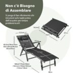 Costway Set di 2 lettino a sdraio in alluminio pieghevole per esterni, Sdraio reclinabile per patio 8 posizioni regolabili - immagine 3