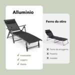 Costway Set di 2 lettino a sdraio in alluminio pieghevole per esterni, Sdraio reclinabile per patio 8 posizioni regolabili - immagine 6