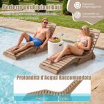 Costway Set di 2 lettino prendisole da giardino impermeabile design ergonomico a curva a S, Lettino sdraio per spiaggia e piscina Marrone - immagine 6