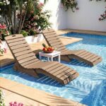 Costway Set di 2 lettino prendisole da giardino impermeabile design ergonomico a curva a S, Lettino sdraio per spiaggia e piscina Marrone - immagine 3