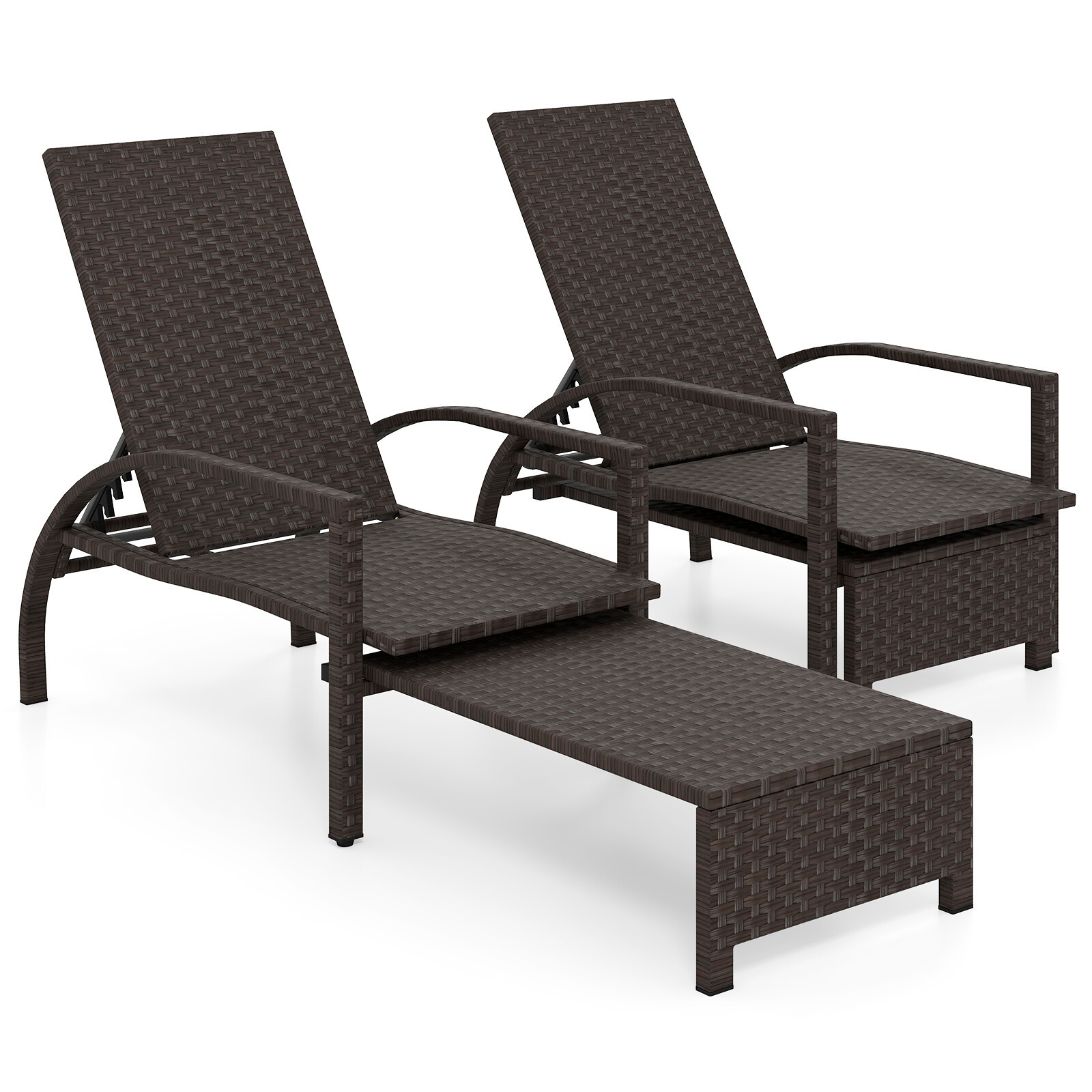 Set-di-2-lettino-prendisole-pieghevole-da-giardino-con-schienale-regolabile-in-6-posizioni-mediaId105184180-1784280363.jpg Costway Set di 2 lettino prendisole pieghevole da giardino con schienale regolabile in 6 posizioni, Sedia da salotto in rattan con poggiapiedi - immagine 1
