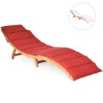 Costway Set di 2 lettino prendisole pieghevole per giardino con cuscino per prato, Sedia a sdraio da esterno in eucalipto - immagine 5