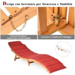 Costway Set di 2 lettino prendisole pieghevole per giardino con cuscino per prato, Sedia a sdraio da esterno in eucalipto - immagine 10
