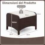 Costway Set di 2 poggiapiedi da giardino in PE rattan con cuscino rimovibile, Pouf da esterno ottomano multiuso Bianco - immagine 6