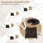 Costway Set di 2 poltrona reclinabile da giardino con poggiapiedi e tavolino pieghevole, Sedia a sdraio da esterno portata 180 kg Bianco - immagine 7