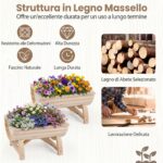 Costway Set di 2 portavasi in legno massello con robuste gambe di sostegno e foro di drenaggio integrato, Fioriera da esterno ed interno - immagine 9