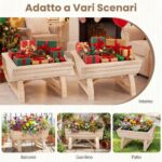 Costway Set di 2 portavasi in legno massello con robuste gambe di sostegno e foro di drenaggio integrato, Fioriera da esterno ed interno - immagine 10