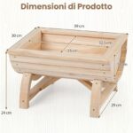 Costway Set di 2 portavasi in legno massello con robuste gambe di sostegno e foro di drenaggio integrato, Fioriera da esterno ed interno - immagine 6