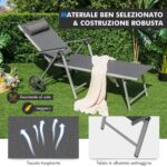 Costway Set di 2 sedia a sdraio da esterno in alluminio con schienale regolabile in 7 posizioni, Lettino pieghevole reclinabile - immagine 8