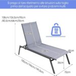 Costway Set di 2 sedia a sdraio da patio lounge con 6 posizioni regolabili, Sedia reclinabile in acciaio resistente e tessuto in PE - immagine 4