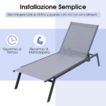 Costway Set di 2 sedia a sdraio da patio lounge con 6 posizioni regolabili, Sedia reclinabile in acciaio resistente e tessuto in PE - immagine 5