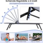 Costway Set di 2 sedia a sdraio da patio lounge con 6 posizioni regolabili, Sedia reclinabile in acciaio resistente e tessuto in PE - immagine 7