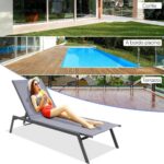 Costway Set di 2 sedia a sdraio da patio lounge con 6 posizioni regolabili, Sedia reclinabile in acciaio resistente e tessuto in PE - immagine 8