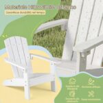 Costway Set di 2 sedia adirondack per bambini in plastica resistente alle intemperie, Poltrona da giardino con schienale a doghe inclinato Bianco - immagine 4