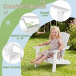Costway Set di 2 sedia adirondack per bambini in plastica resistente alle intemperie, Poltrona da giardino con schienale a doghe inclinato Bianco - immagine 6