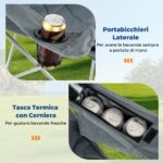 Costway Set di 2 sedia da campeggio oversize pieghevole per esterni con tasca frigorifero, Sedia da prato imbottita con borsa Grigio - immagine 7