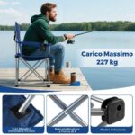 Costway Set di 2 sedia da campeggio oversize pieghevole per esterni con tasca frigorifero, Sedia da prato imbottita con borsa Blu scuro - immagine 7
