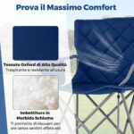Costway Set di 2 sedia da campeggio oversize pieghevole per esterni con tasca frigorifero, Sedia da prato imbottita con borsa Blu scuro - immagine 9