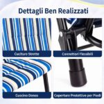 Costway Set di 2 sedie da campeggio pieghevoli con braccioli cuscino morbido e schienale alto, Sedie da spiaggia portatili portata 150 kg - immagine 11
